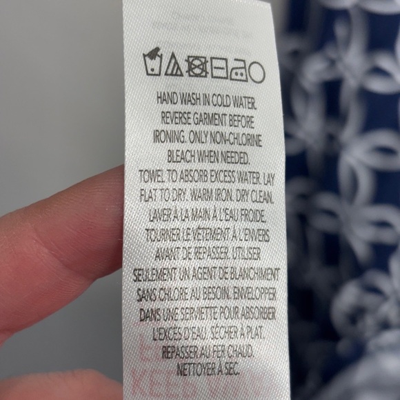 Hatley M Navy Blue 3/4 Sleeve Surplice Midi Dress Stretch Geometrick Printed - Picture 4 of 7